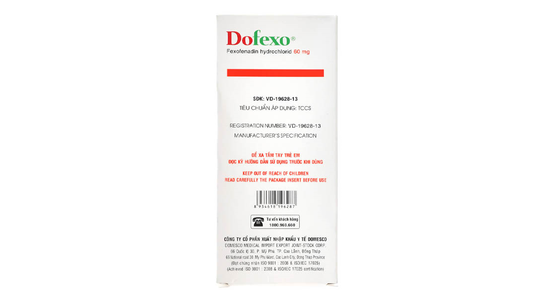Dofexo 60mg trị viêm mũi dị ứng, mày đay