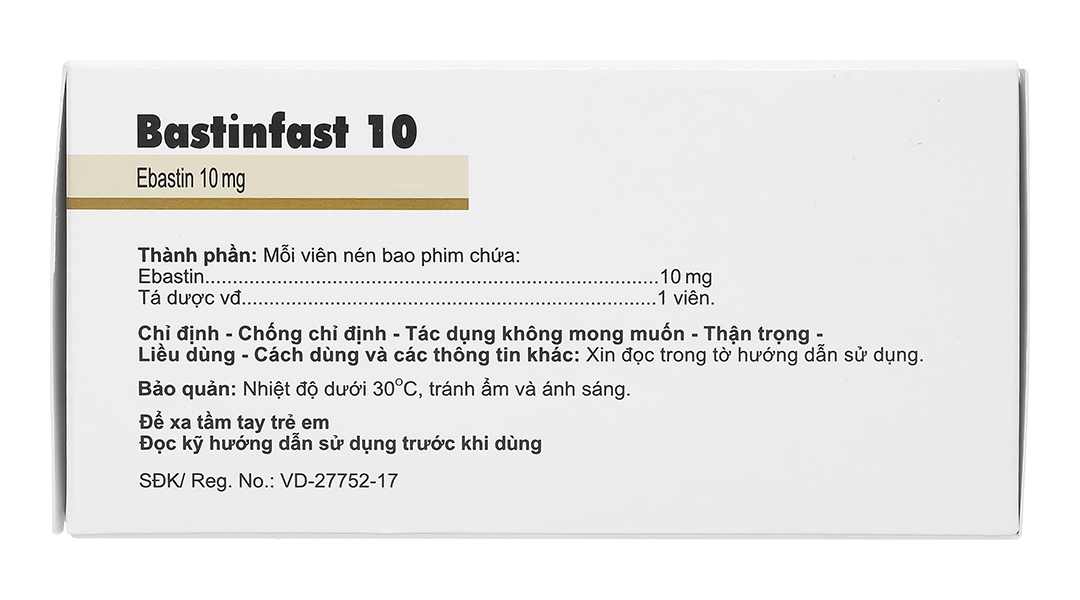 Bastinfast 10 trị triệu chứng viêm mũi dị ứng, ngứa, mày đay