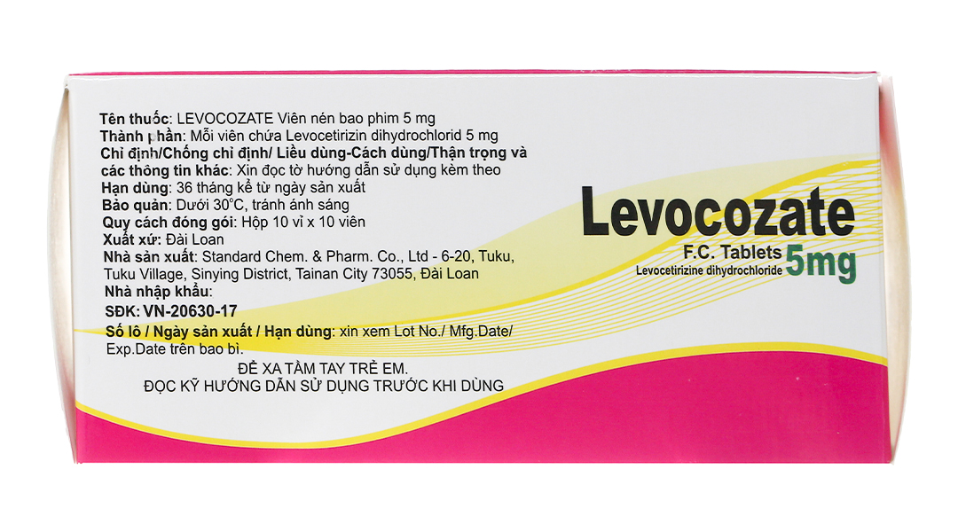 Levocozate 5mg trị viêm mũi dị ứng, mày đay