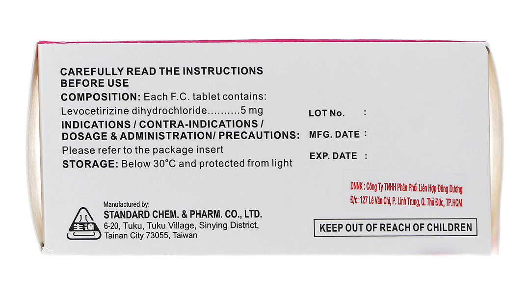 Levocozate 5mg trị viêm mũi dị ứng, mày đay