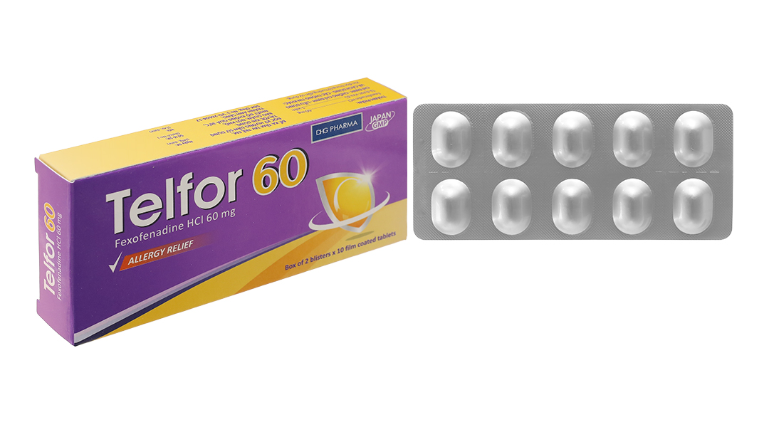 Telfor 60mg trị các triệu chứng viêm mũi dị ứng, mày đay