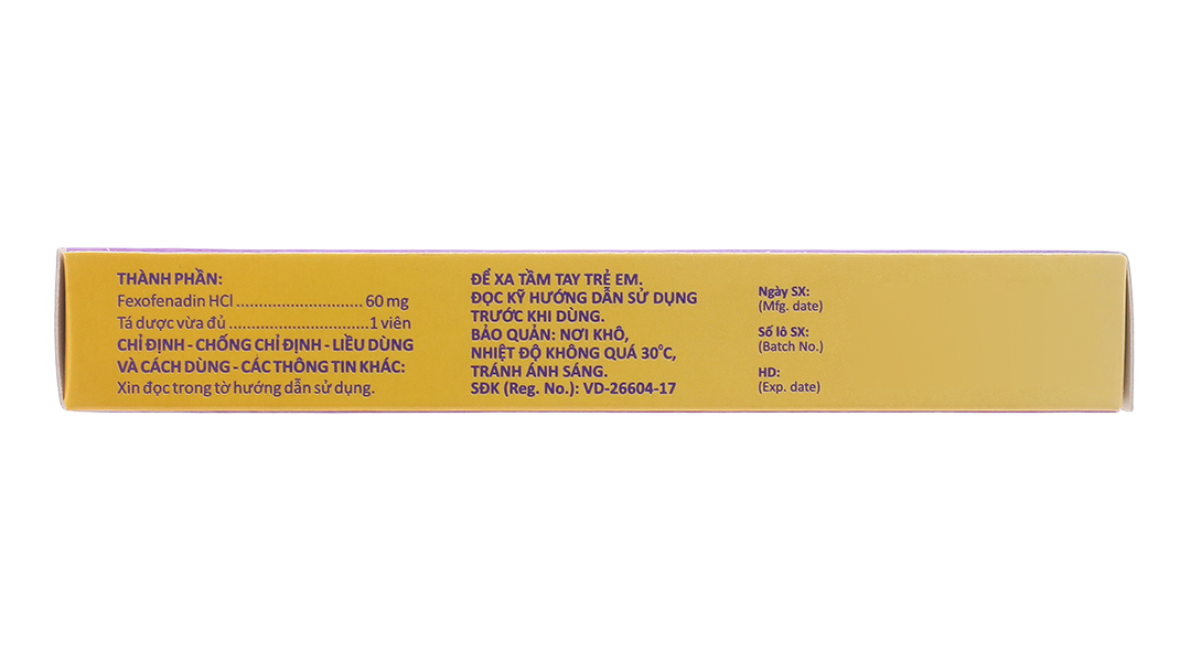 Telfor 60mg trị các triệu chứng viêm mũi dị ứng, mày đay