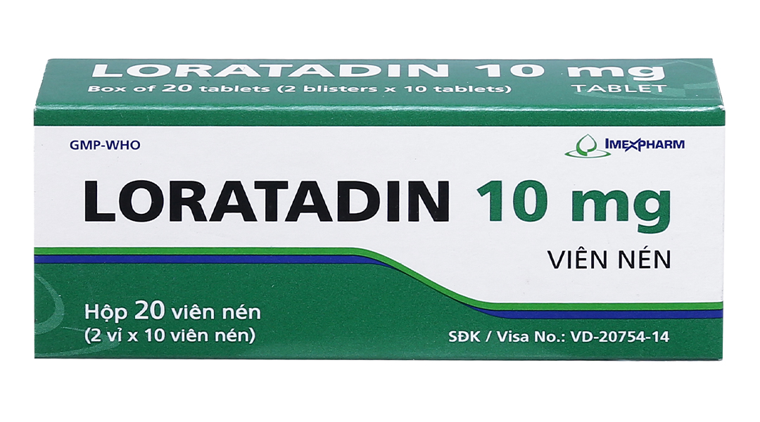 Loratadin 10mg Imexpharm trị viêm mũi dị ứng, mày đay