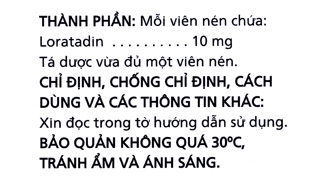 Loratadin 10mg Imexpharm trị viêm mũi dị ứng, mày đay