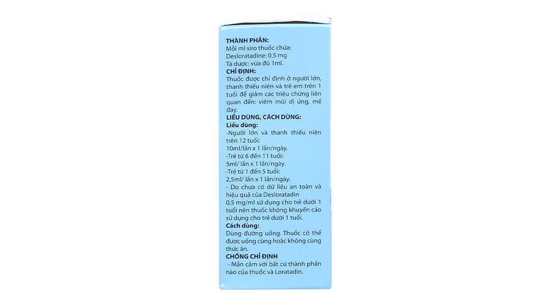 Siro Desloratadin 0.5mg/ml trị viêm mũi dị ứng, mày đay