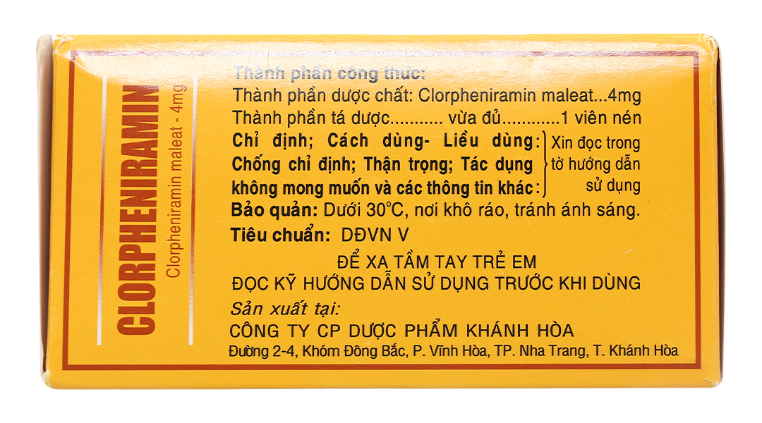 Clorpheniramin Khapharco 4mg trị viêm mũi dị ứng