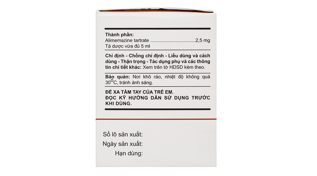 Dung dịch uống Atilene 2.5mg/5ml trị triệu chứng các biểu hiện dị ứng ...