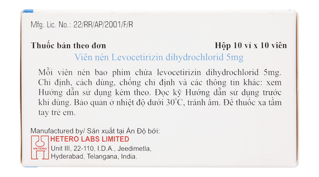 Lazine 5mg trị viêm mũi dị ứng, mề đay
