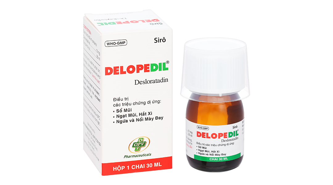 Sirô Delopedil trị sổ mũi, hắt hơi, phát ban, mày đay