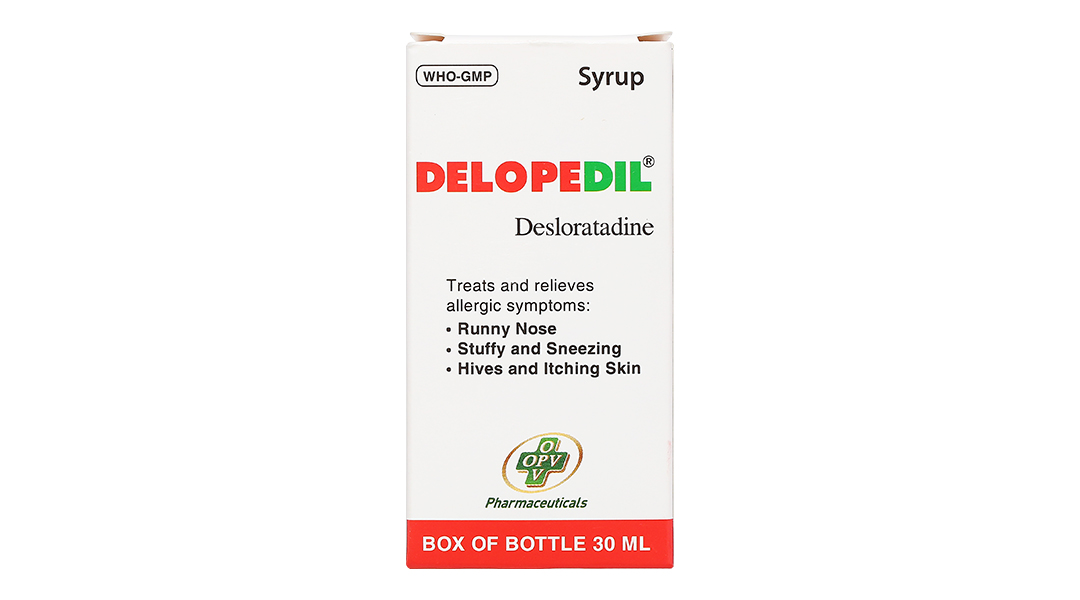 Sirô Delopedil trị sổ mũi, hắt hơi, phát ban, mày đay