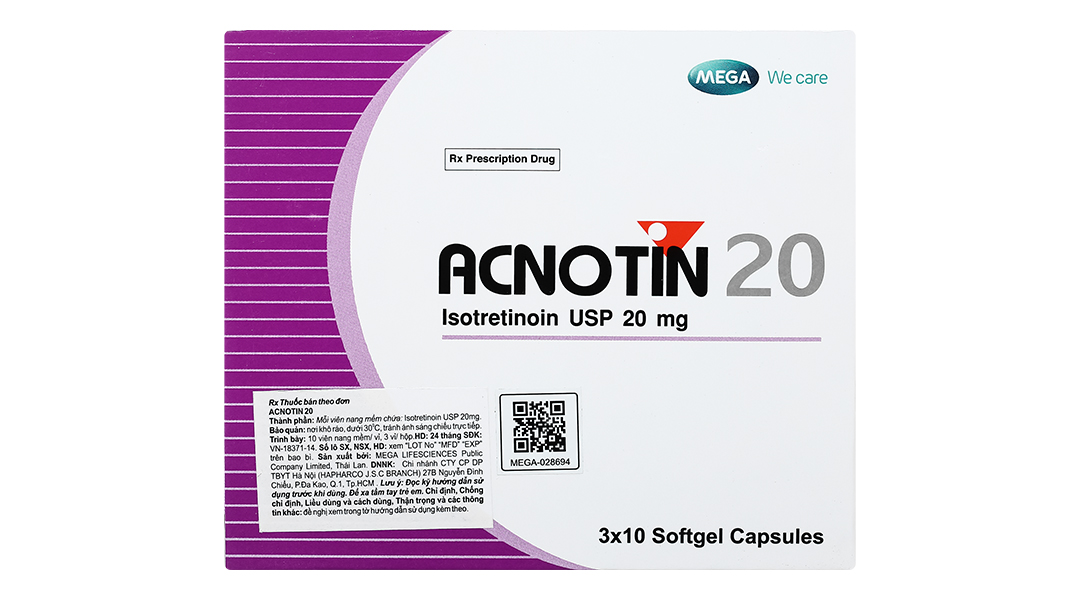 Acnotin 20 trị mụn trứng cá