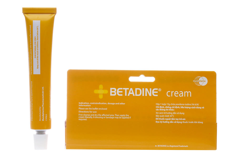 Kem bôi Betadine Cream 5% trị nhiễm khuẩn, nấm da