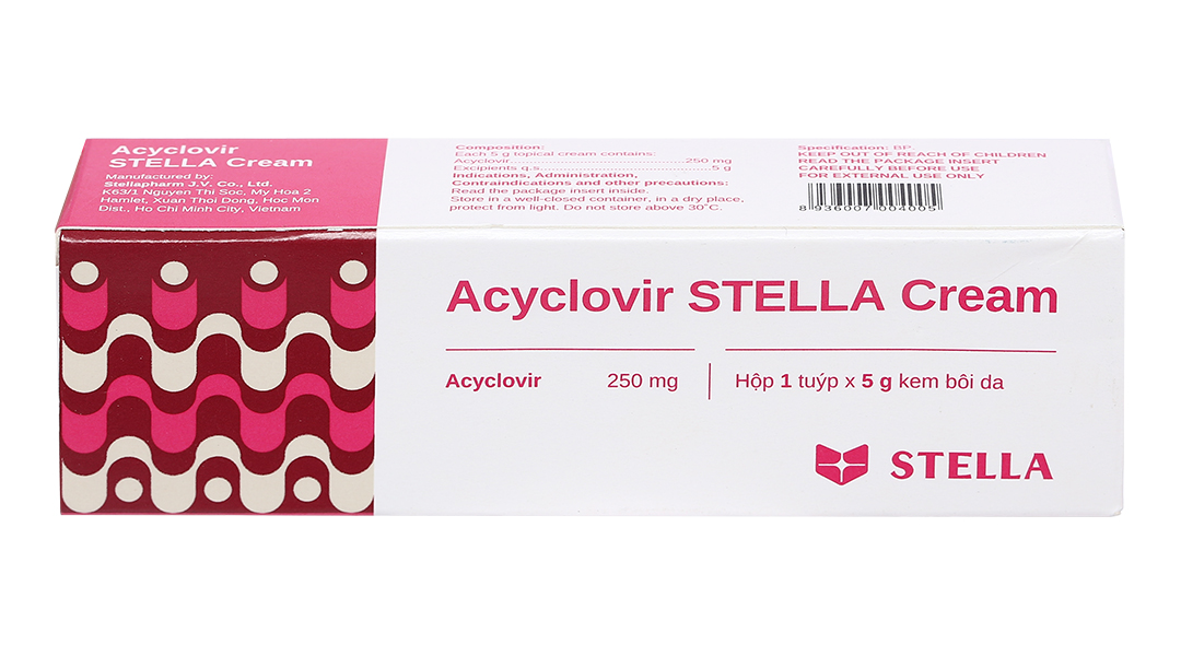 Acyclovir Stella Cream trị nhiễm virus Herpes simplex da