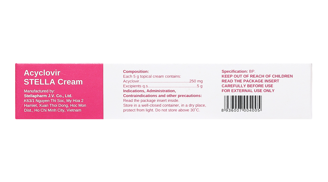 Acyclovir Stella Cream trị nhiễm virus Herpes simplex da