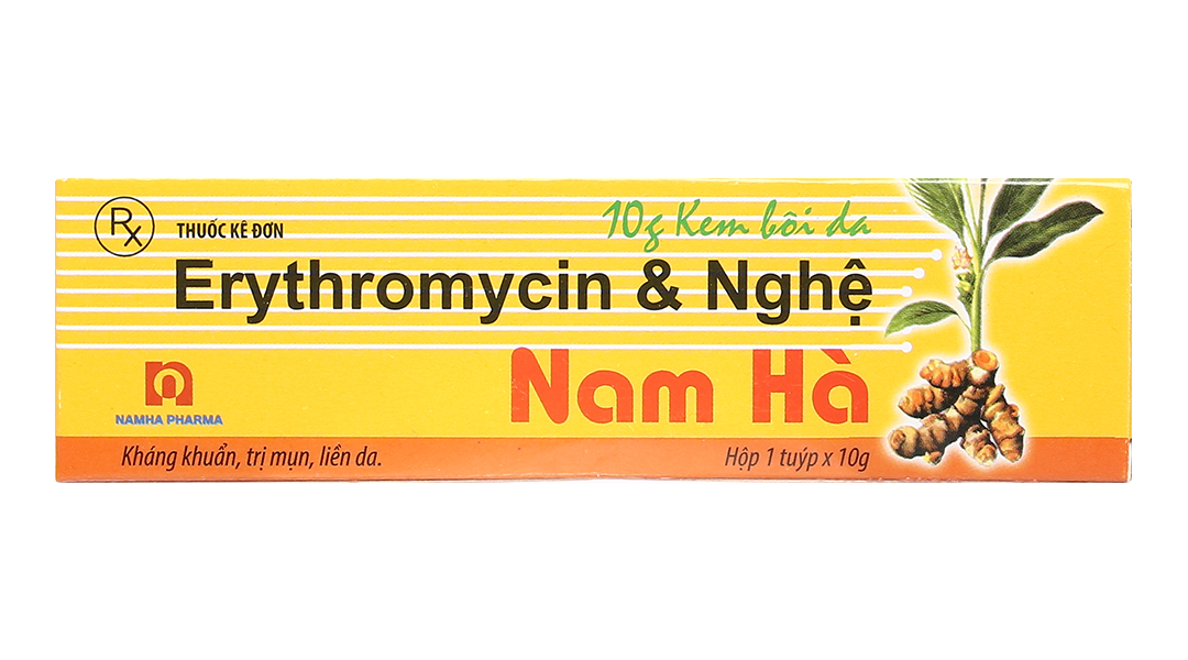 Kem bôi Erythromycin & Nghệ Nam Hà trị mụn, làm liền da