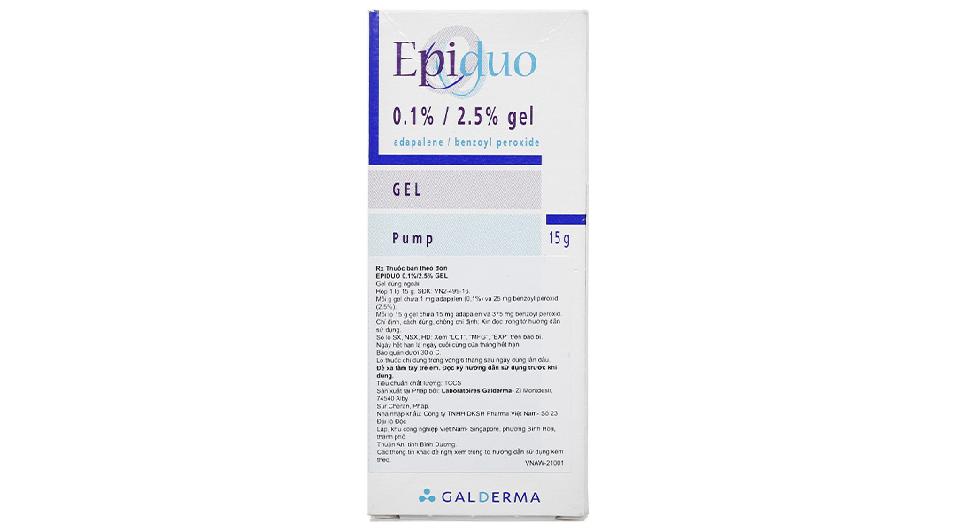 Epiduo 0.1%/2.5% Gel trị mụn trứng cá
