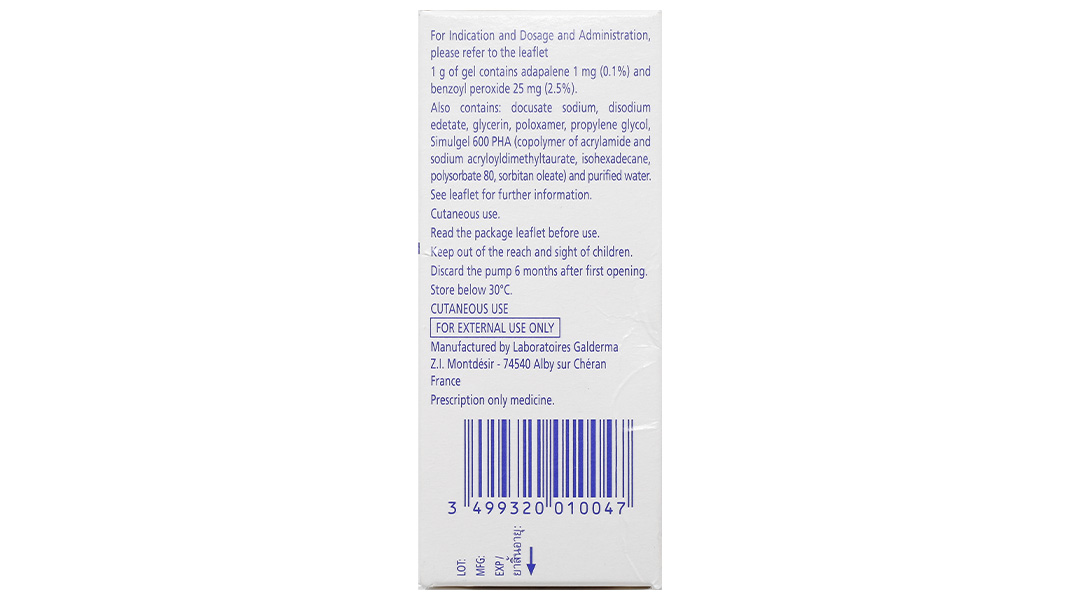 Epiduo 0.1%/2.5% Gel trị mụn trứng cá