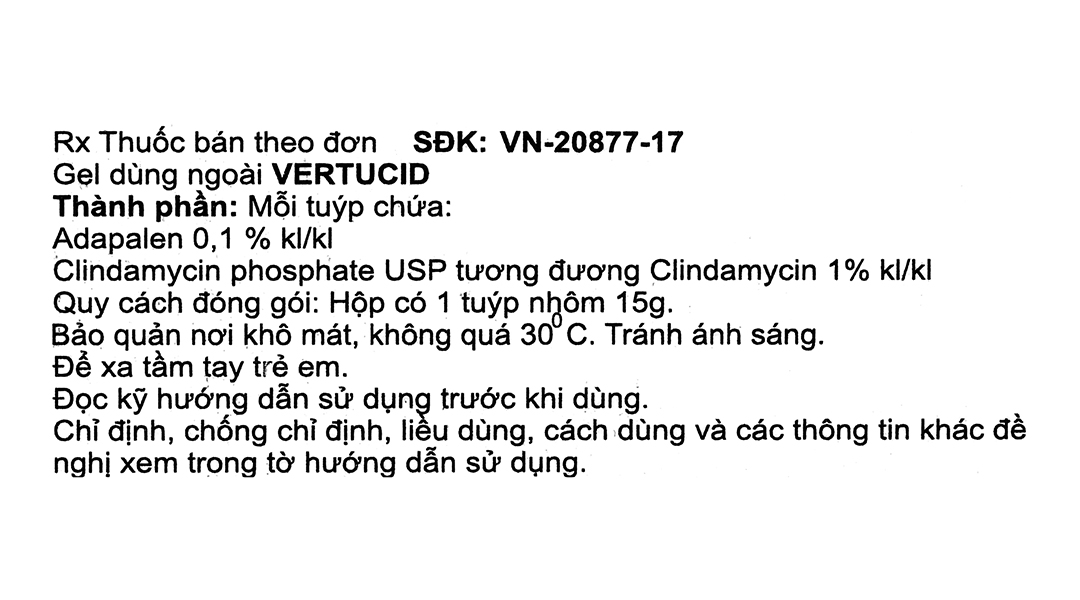 Vertucid Gel trị mụn trứng cá