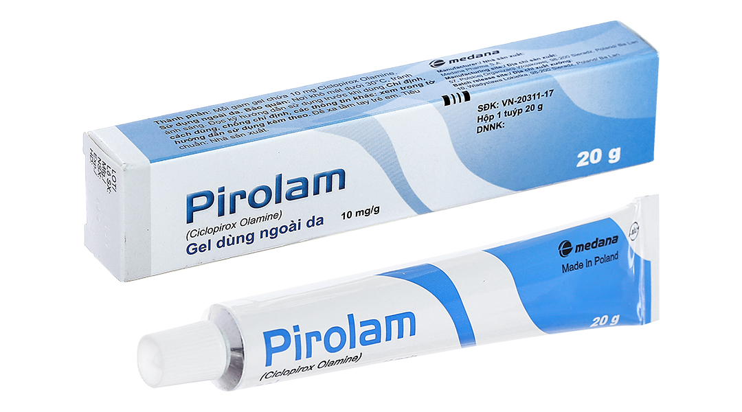 Gel bôi Pirolam 10mg/g trị nhiễm khuẩn, nấm da