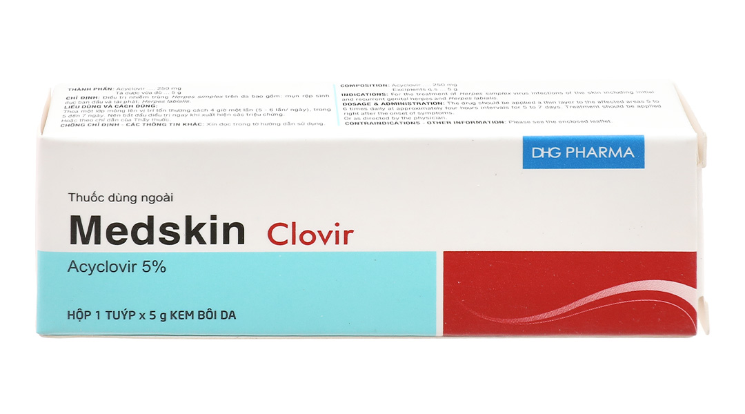 Kem bôi Medskin Clovir 5% trị nhiễm virus Herpes simplex da