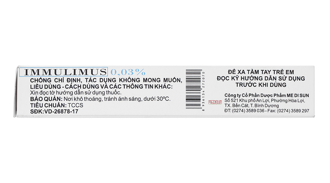 Thuốc mỡ bôi da Immulimus 0.03% trị eczema