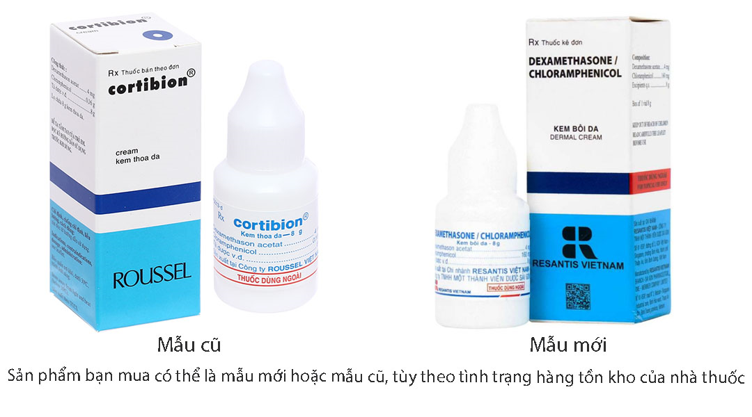 Kem bôi da Dexamethasone/Chloramphenicol 8g điều trị viêm da tiếp xúc