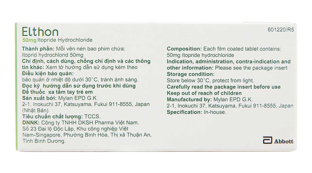 Elthon 50mg trị triệu chứng trong viêm dạ dày mạn