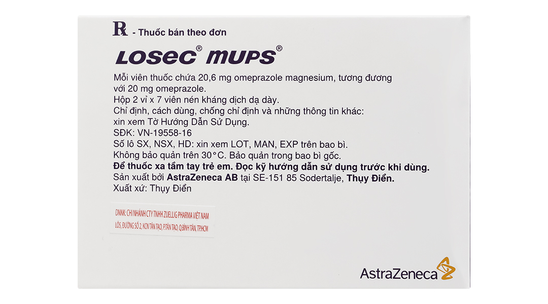 Losec Mups 20mg trị trào ngược dạ dày, thực quản