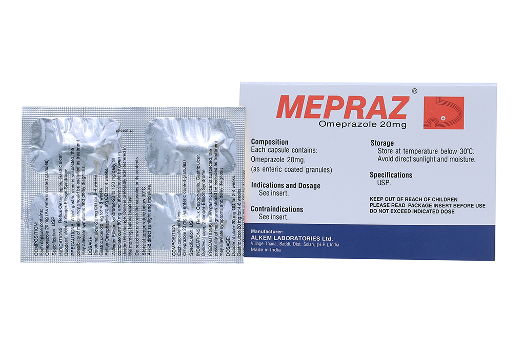 Mepraz 20mg trị trào ngược dạ dày, thực quản