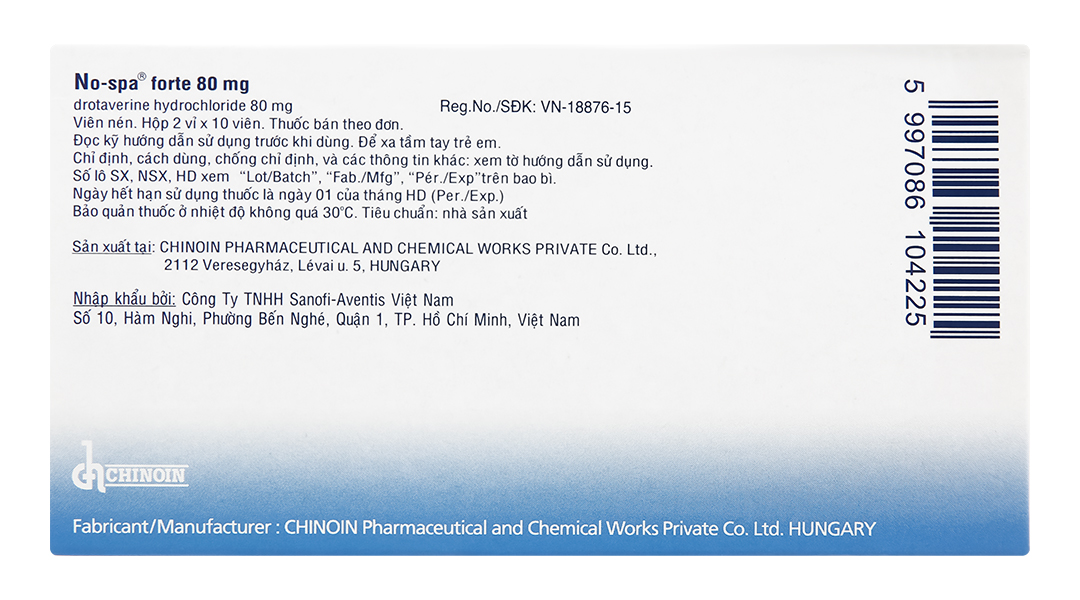 NO-SPA Forte 80mg chống co thắt cơ trơn