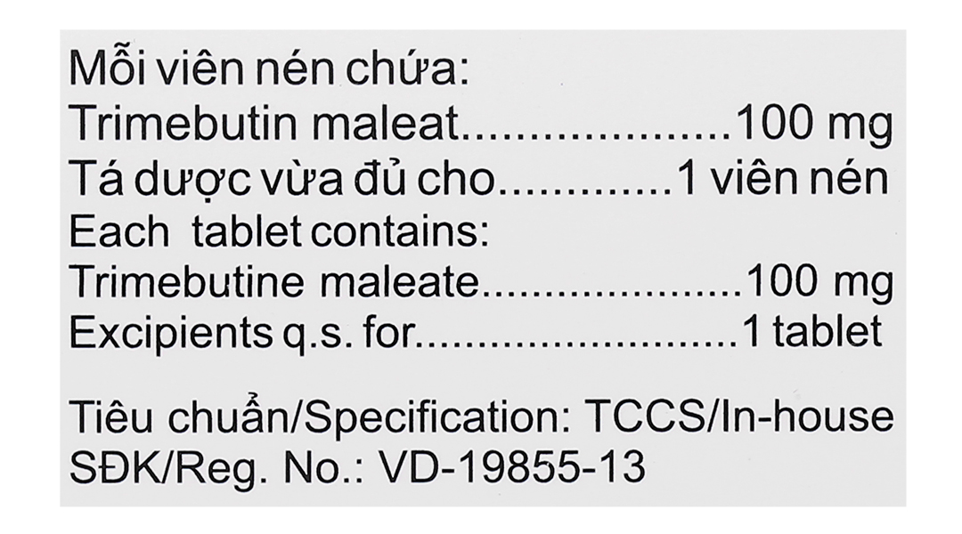 Trimeboston 100mg trị rối loạn chức năng đường tiêu hóa và ống mật