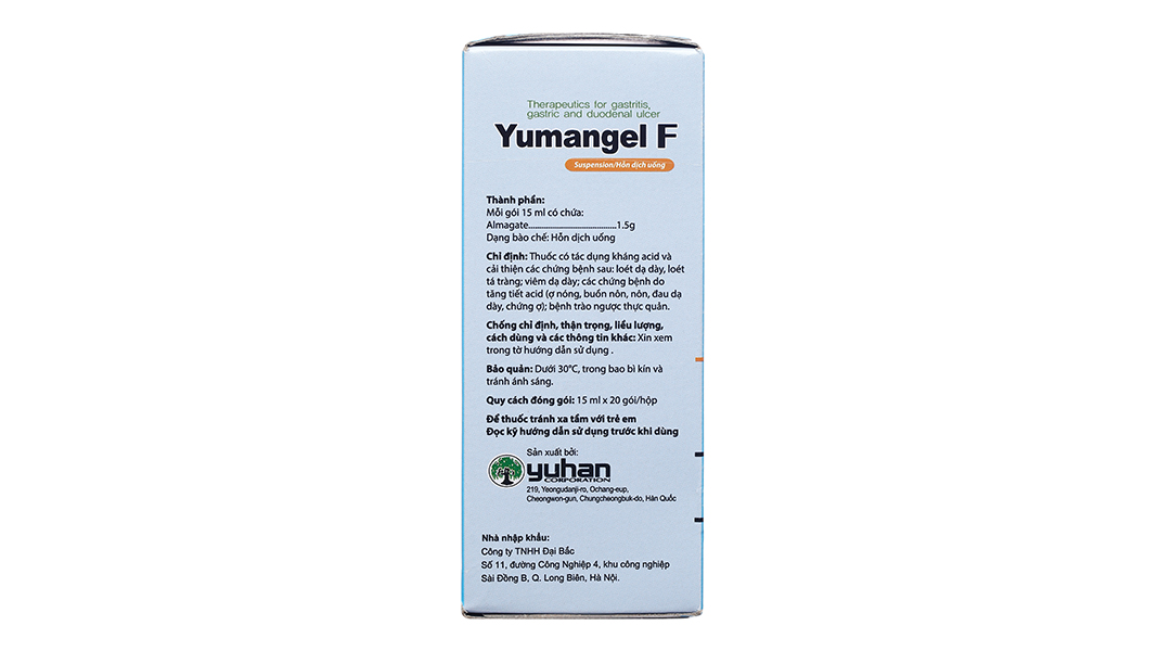 Hỗn dịch uống Yumangel F 1.5g trị viêm loét dạ dày, tá tràng