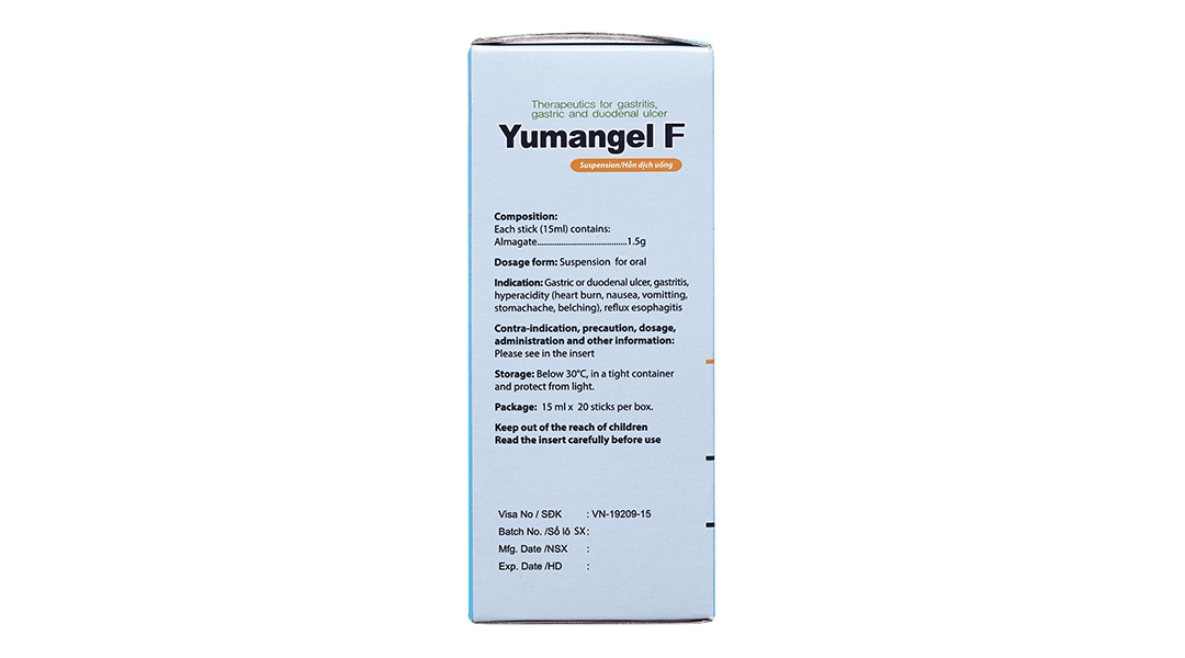 Hỗn dịch uống Yumangel F 1.5g trị viêm loét dạ dày, tá tràng