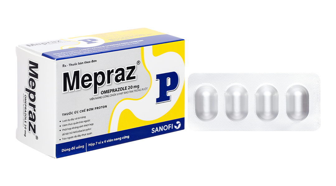 Mepraz 20mg phòng và trị loét dạ dày, tá tràng