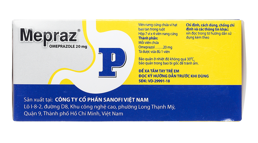 Mepraz 20mg phòng và trị loét dạ dày, tá tràng