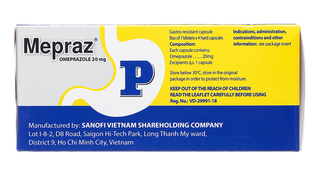 Mepraz 20mg phòng và trị loét dạ dày, tá tràng