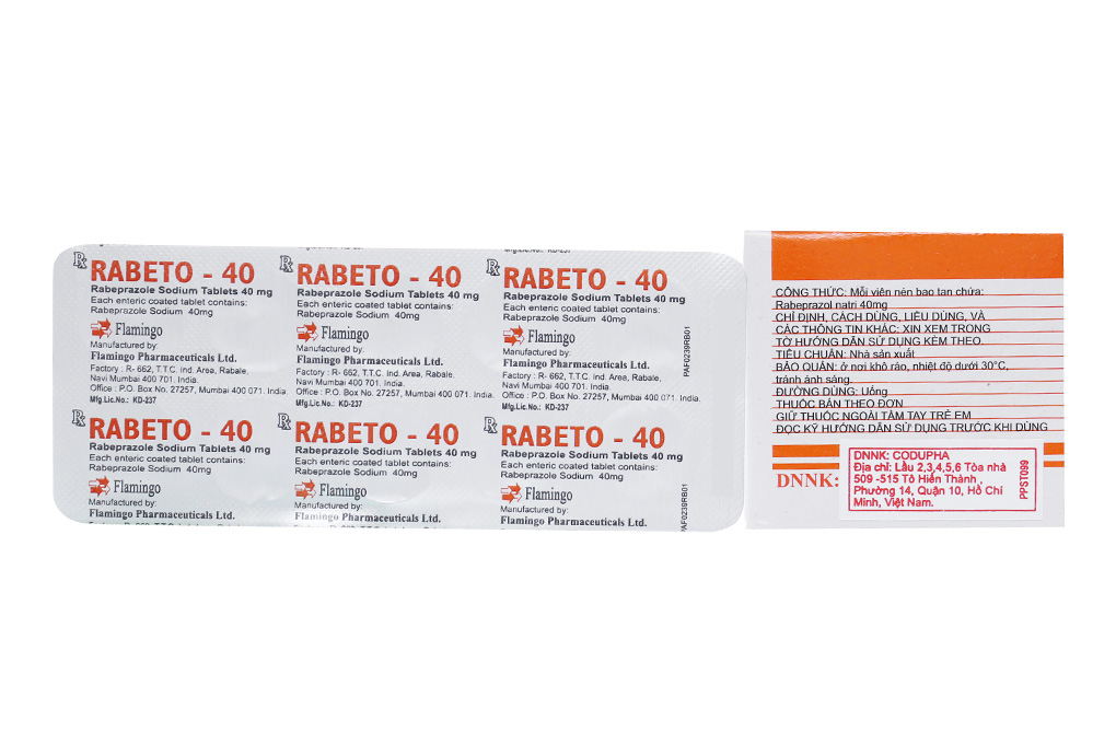 Rabeto - 40 trị trào ngược dạ dày, thực quản