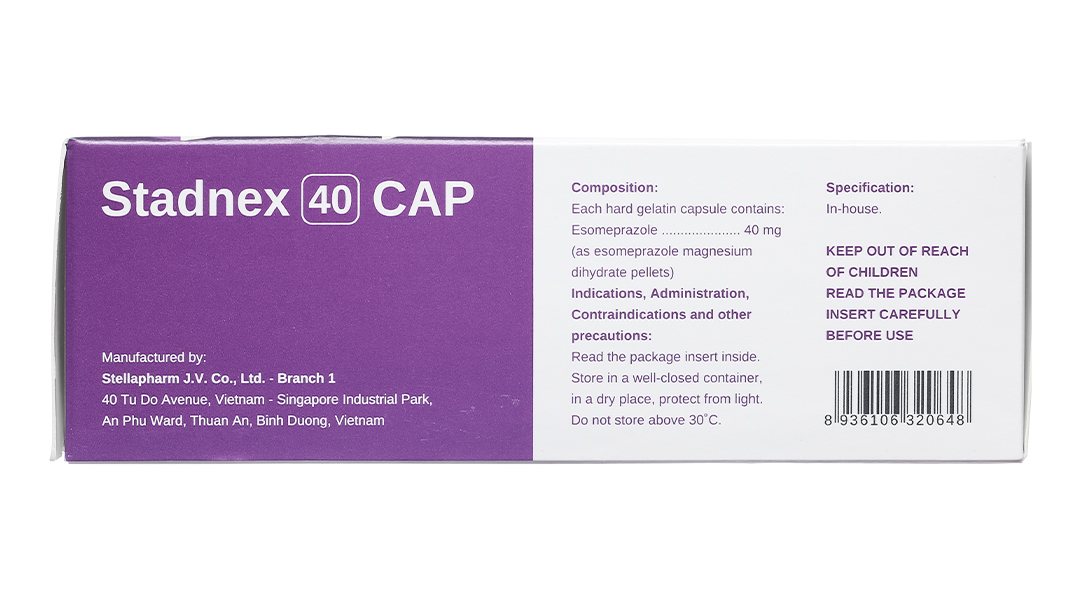 Stadnex 40 Cap trị trào ngược dạ dày, thực quản