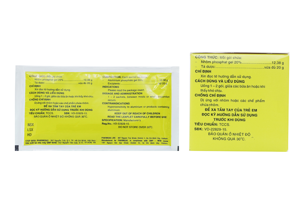 Hỗn dịch uống Aluminium Phosphat Gel 20% trị loét dạ dày, tá tràng