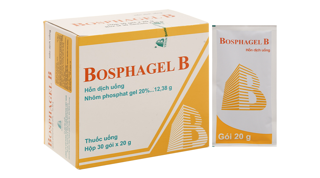 Hỗn dịch uống Bosphagel B 20% trị đau, bỏng rát do axit dạ dày gây ra