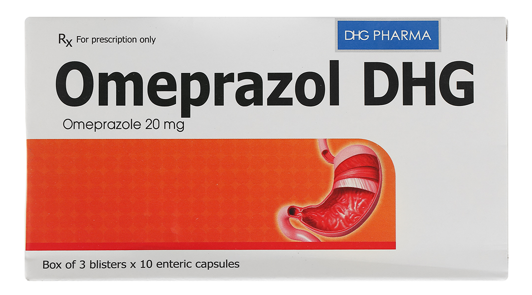 Omeprazol DHG 20mg trị trào ngược dạ dày, thực quản