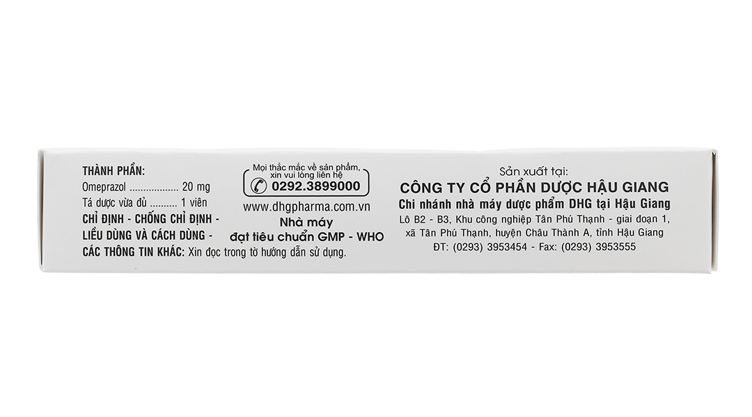 Omeprazol DHG 20mg trị trào ngược dạ dày, thực quản