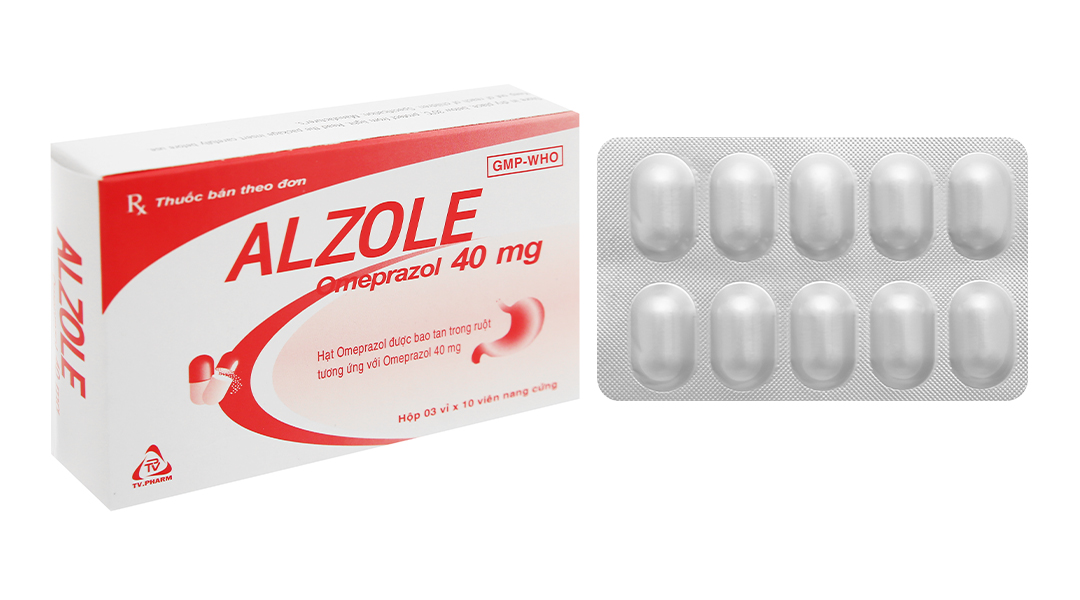 Alzole 40mg trị loét dạ dày, tá tràng