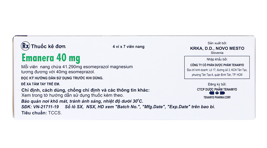Emanera 40mg trị viêm loét thực quản do trào ngược