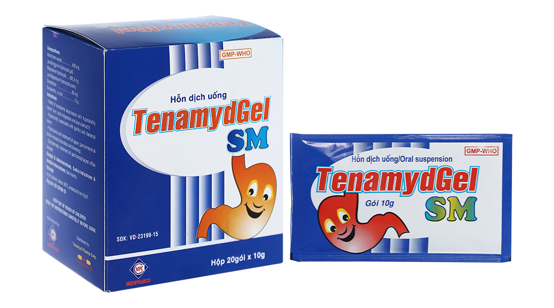 Hỗn dịch uống TenamydGel SM làm dịu triệu chứng do tăng acid dạ dày