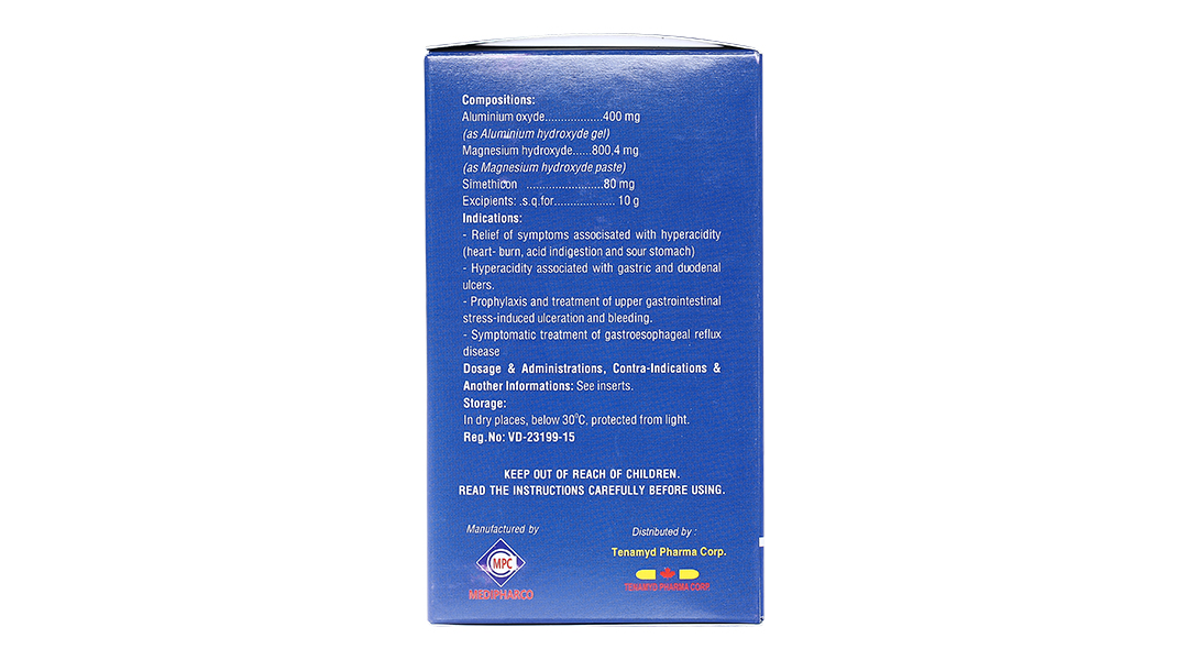 Hỗn dịch uống TenamydGel SM làm dịu triệu chứng do tăng acid dạ dày