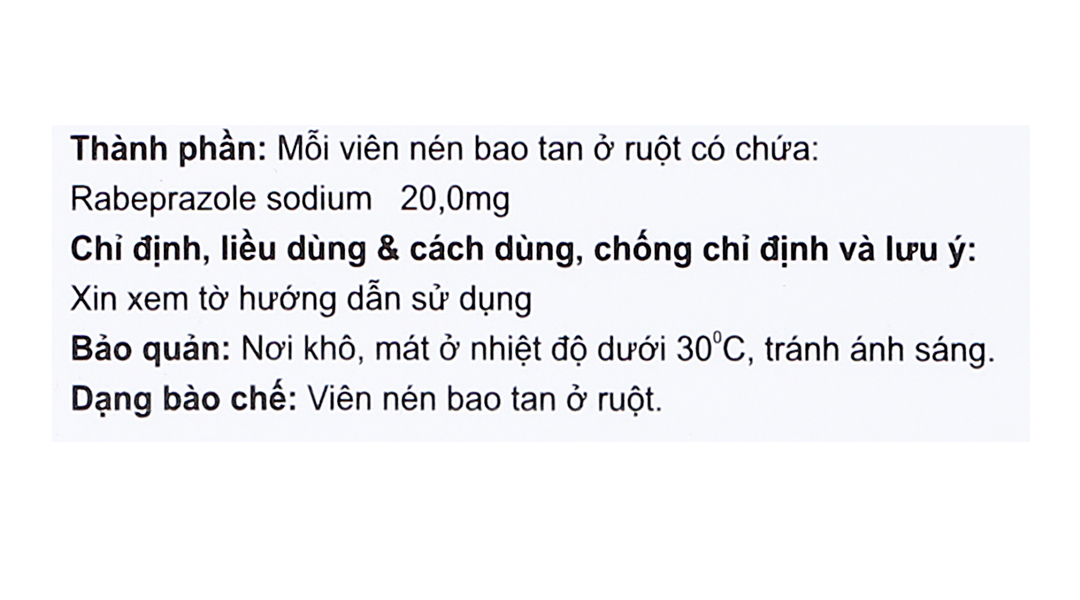 Rabofar 20 trị trào ngược dạ dày, thực quản