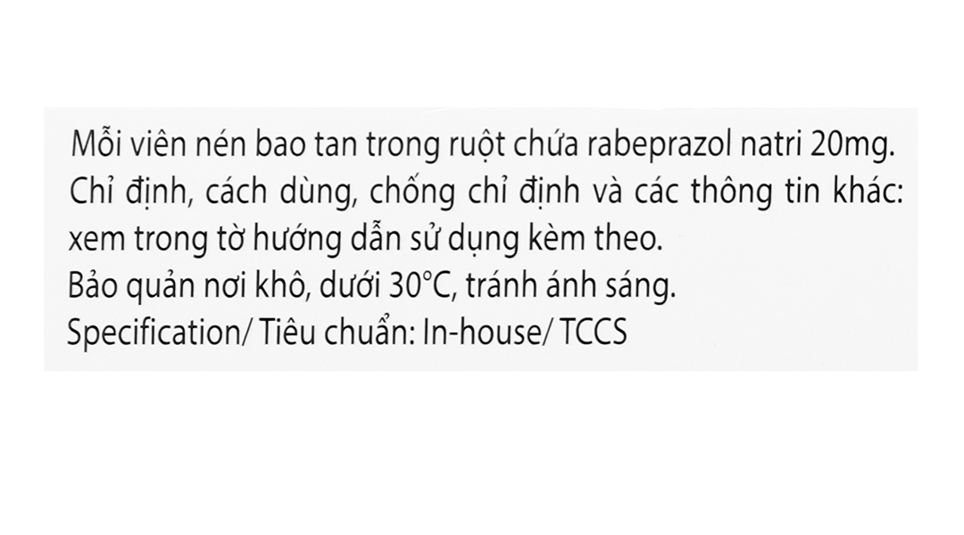 Rabzak 20 trị trào ngược dạ dày, thực quản