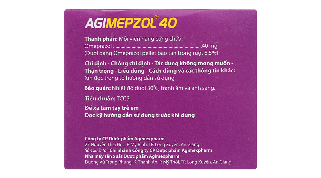 Agimepzol 40 điều trị loét dạ dày tá tràng, trào ngược
