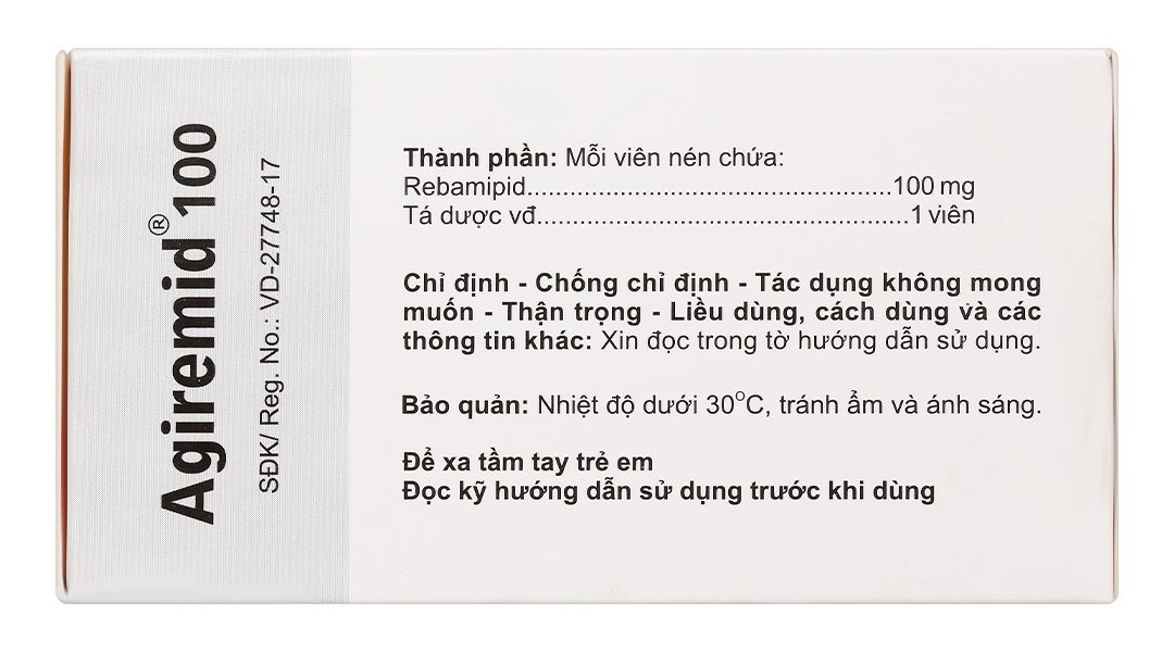Agiremid 100 trị tổn thương niêm mạc dạ dày cấp và mãn tính